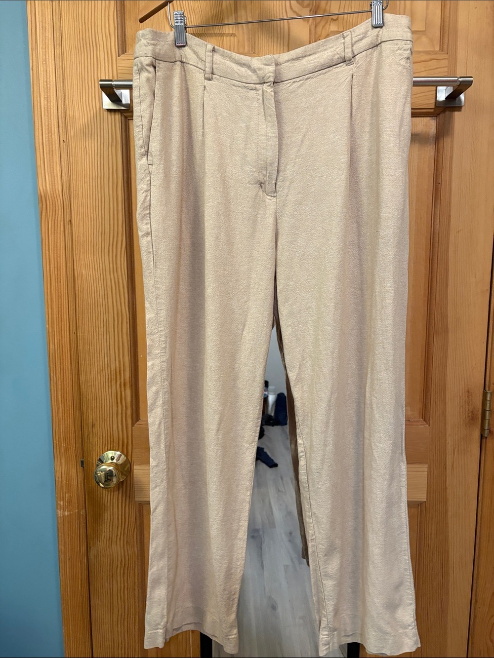 Wide Leg Linen Blend High Waist Woman’s Trouser Sz XL
